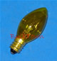  7C7/TRANSPARENT YELLOW/130V E12 BASE - 7 Watt C7 Transparent Yellow Bulb Candelabra (E-12) Brass Base 130 Volt 2-1/8" Maximum Overall Length. 7C7/TY 