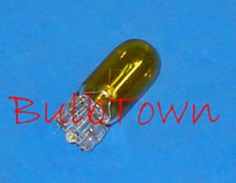  #555Y YELLOW MINIATURE BULB GLASS WEDGE BASE - 6.3 Volt .25 Amp T3-1/4 Yellow Glass Wedge Base Miniature Bulb, 0.9 MSCP C-2R Filament Design, 3,000 Average Rated Hours. 1.06" Maximum Overall Length 