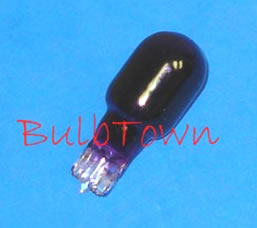 #906P PURPLE MINIATURE BULB GLASS WEDGE BASE - 13 Volt .69 Amp T5 Painted Purple Glass Wedge Base, 6.0 MSCP C-2F Filament Design. 1.49" Maximum Overall Length, 1,000 Average Rated Hours. #906P